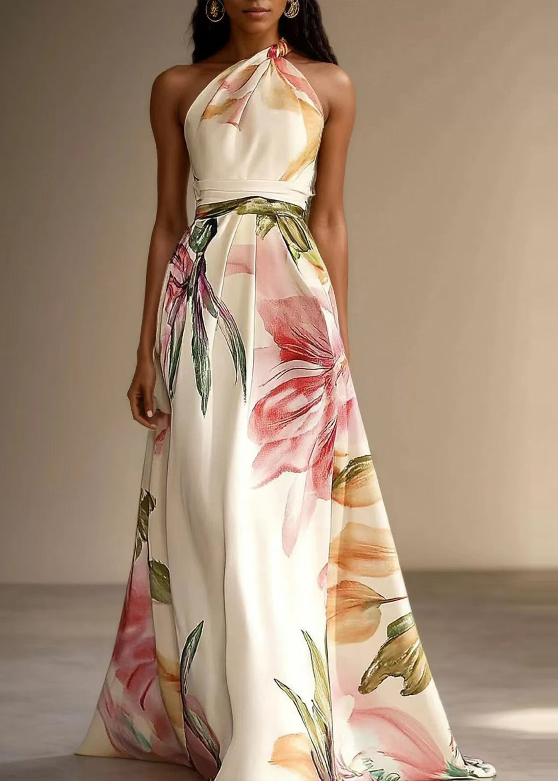 Women's Maxi Dress Asymmetrical Print Summer Style 1