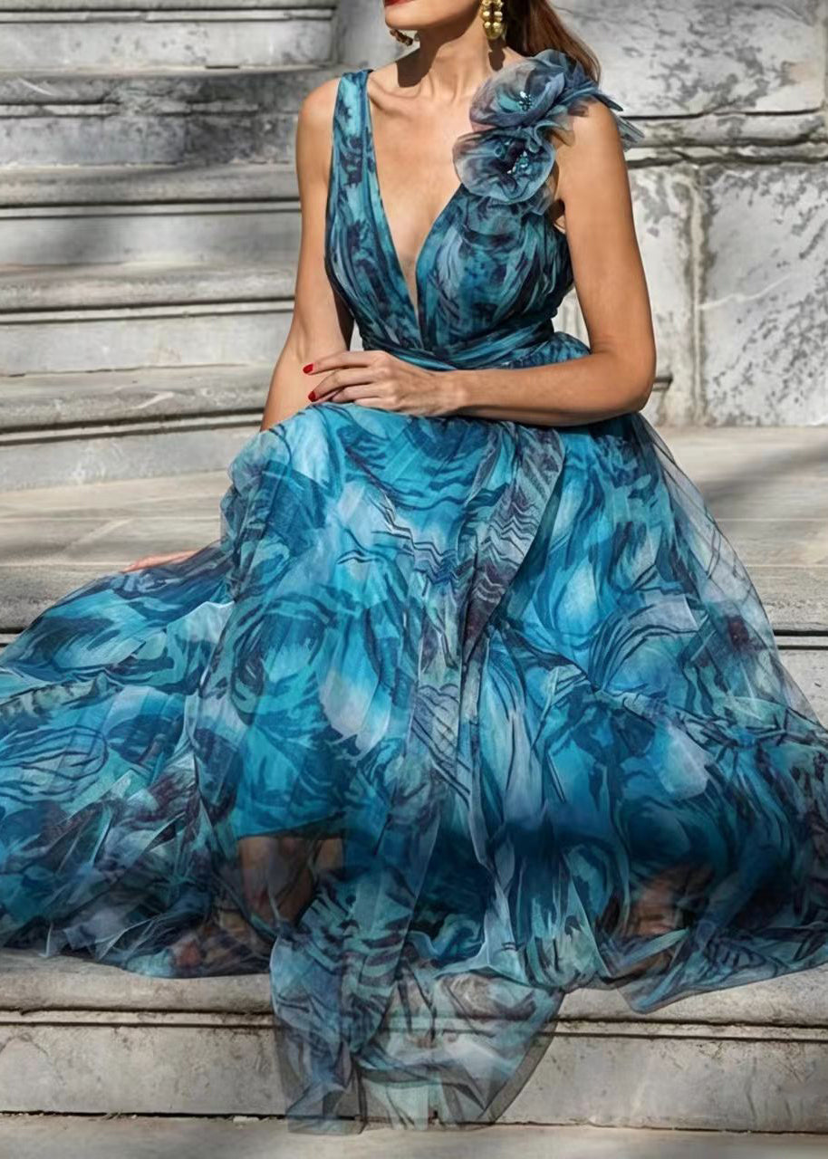 Women's Maxi Dress Bohemian Floral V Neck 1