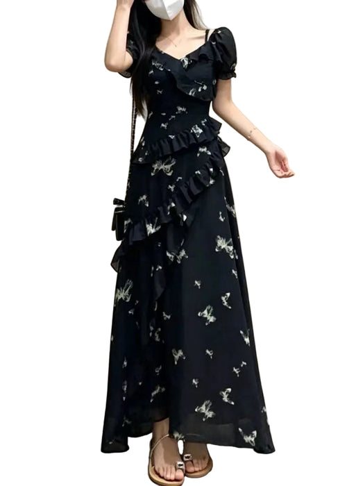 Women's Maxi Dress Bohemian Ruffled Print 0