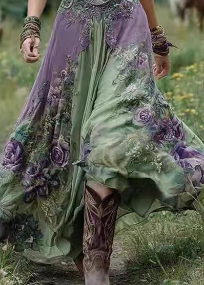 Women's Maxi Dress Bohemian V Neck Print Short Sleeve 4