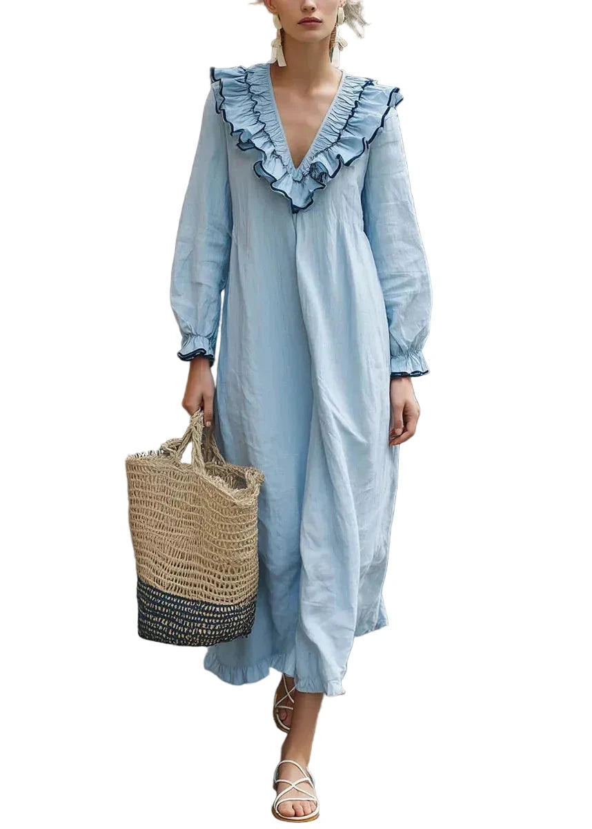 Women’s Maxi Dress Boho Ruffled Party Style 0