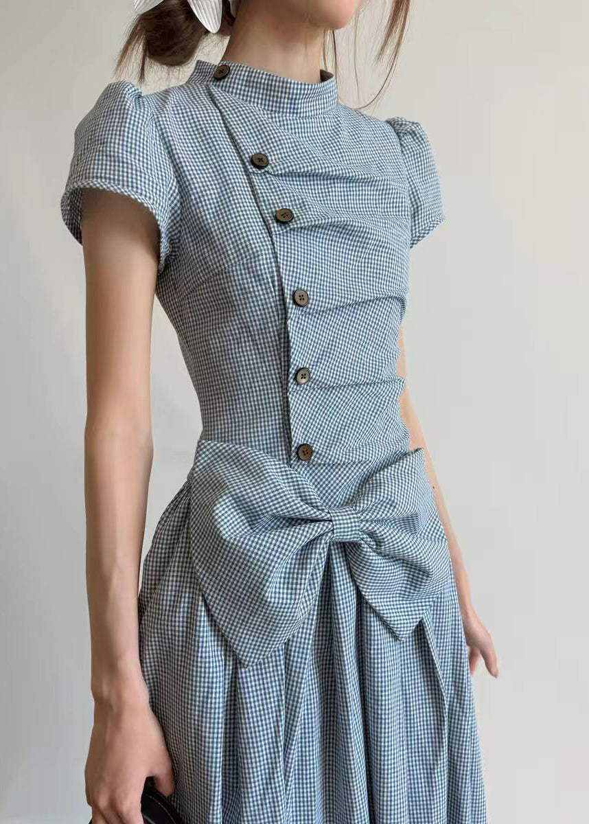Women's Maxi Dress Casual Plaid Short Sleeve 3