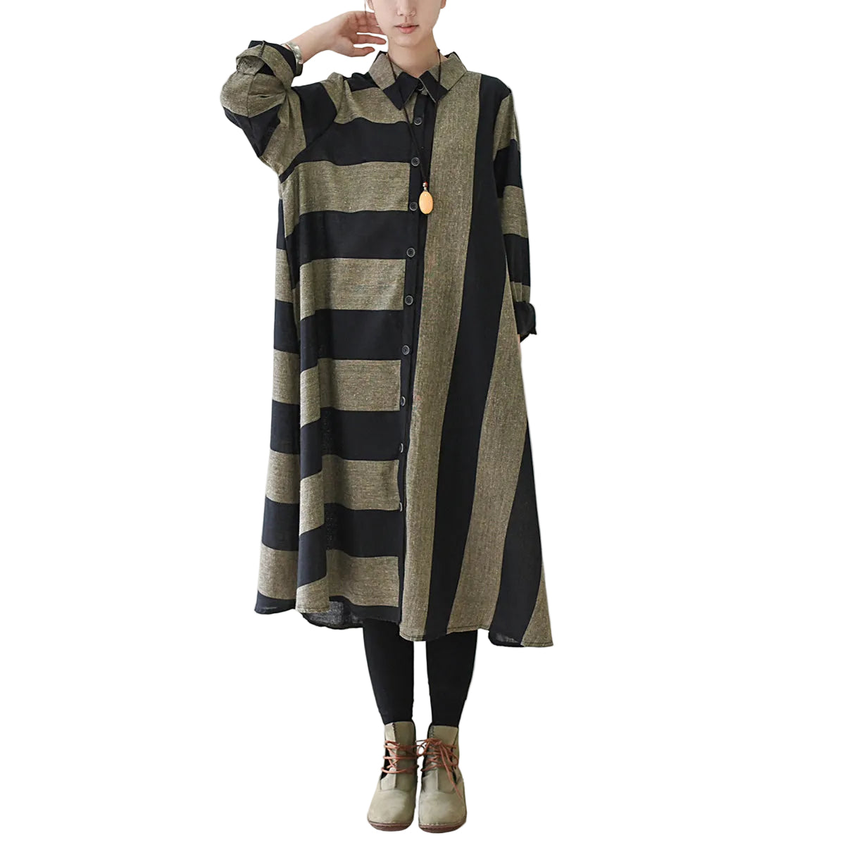 Women's Maxi Dress Casual Striped Caftan 0