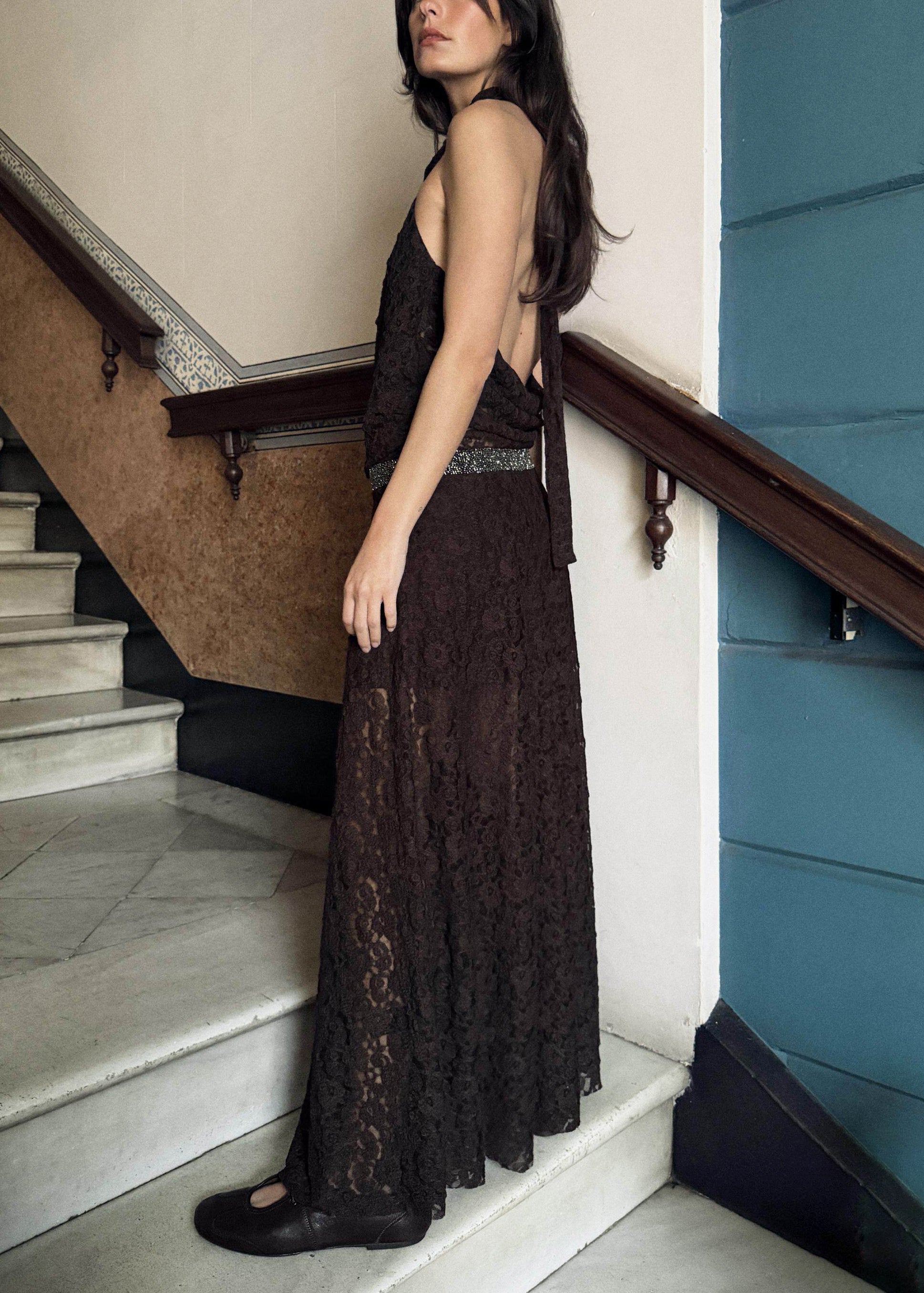 Women's Maxi Dress Halter Backless Lace Style 2