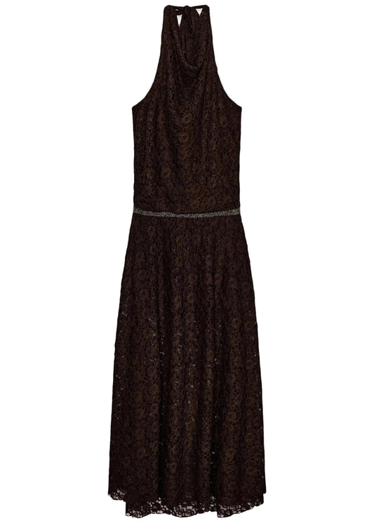 Women's Maxi Dress Halter Backless Lace Style 4