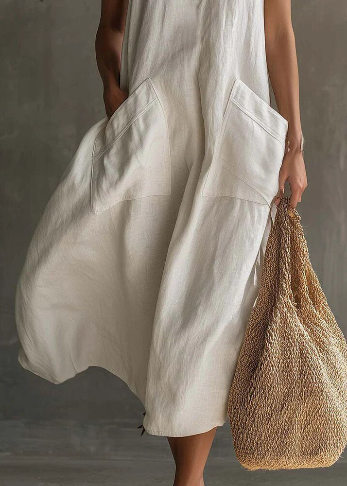 Women's Maxi Dress Halter V Neck Sleeveless with Pockets 4