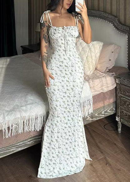 Women's Maxi Dress Lace-Up Print Summer Style 1