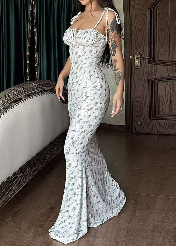 Women's Maxi Dress Lace-Up Print Summer Style 3