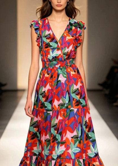 Women's Maxi Dress Multi Ruffled Patchwork Sleeveless 2