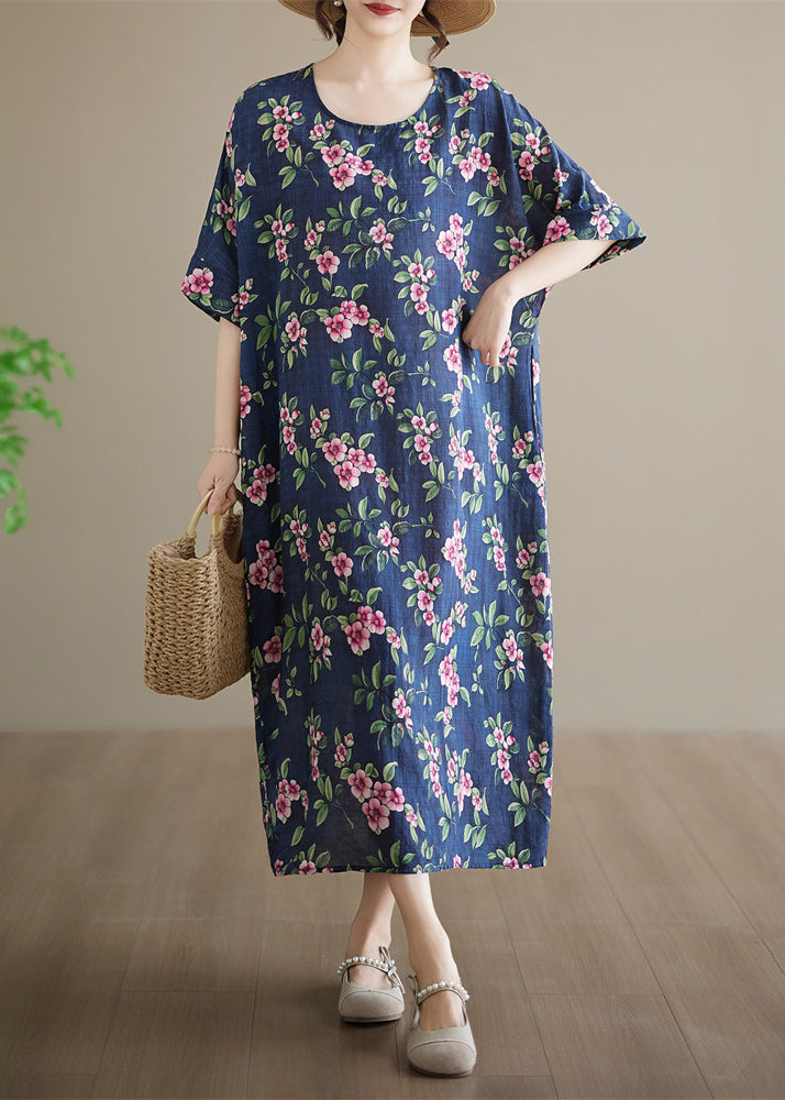 Women's Maxi Dress O-Neck Printed Plus Size Summer Style 1