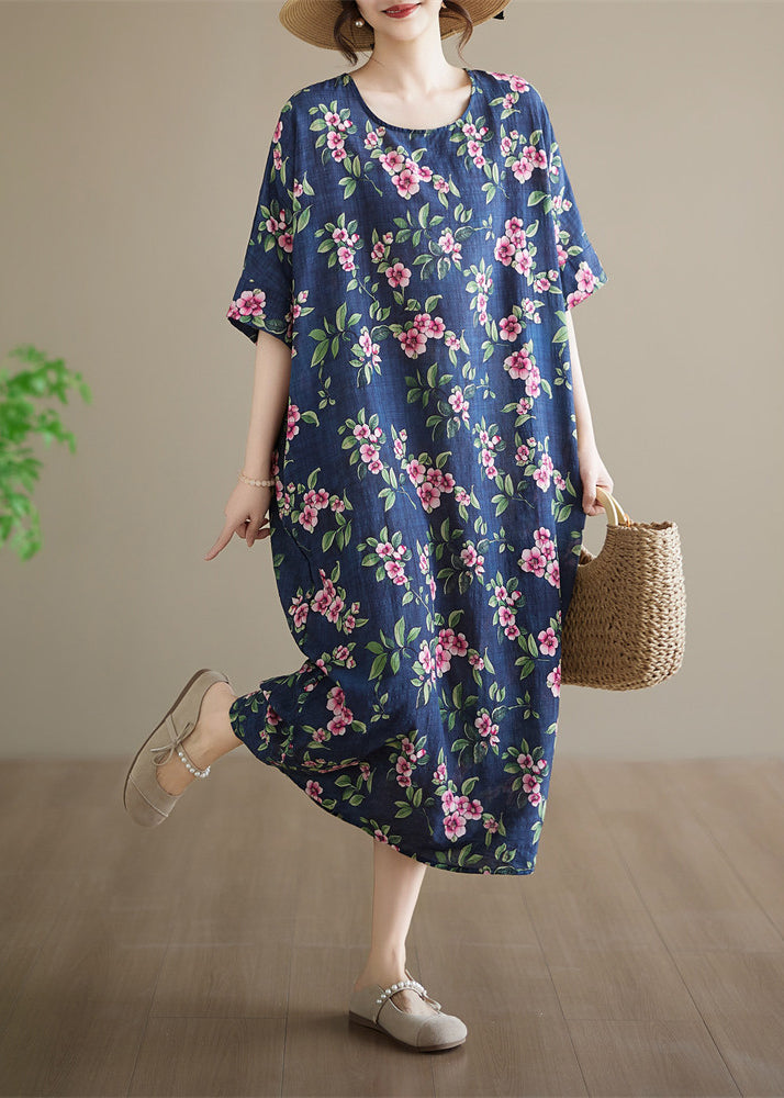 Women's Maxi Dress O-Neck Printed Plus Size Summer Style 2