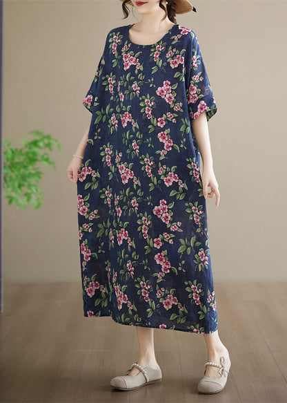 Women's Maxi Dress O-Neck Printed Plus Size Summer Style 3