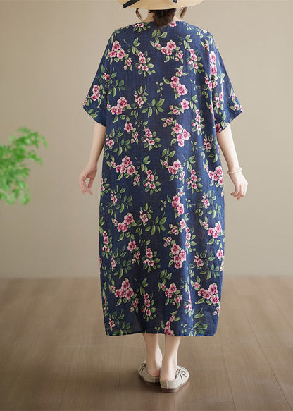Women's Maxi Dress O-Neck Printed Plus Size Summer Style 4
