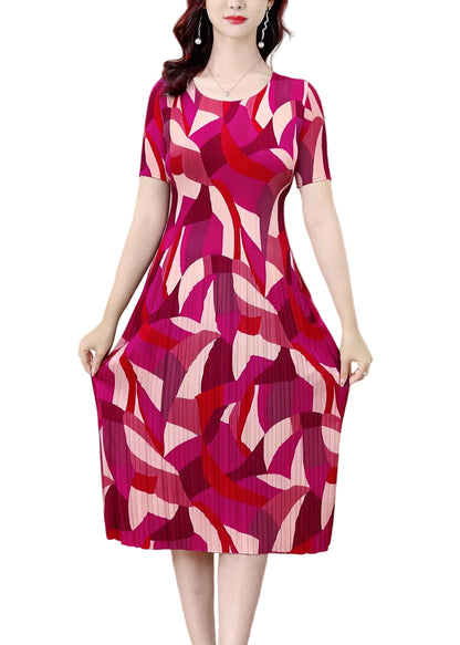 Women's Maxi Dress O-Neck Printed Short Sleeve 2
