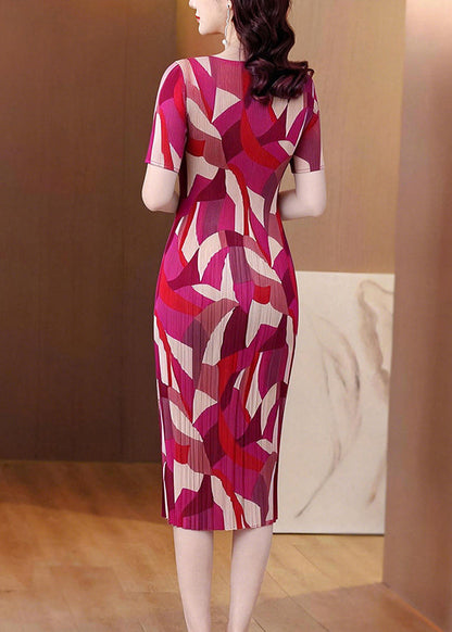 Women's Maxi Dress O-Neck Printed Short Sleeve 4