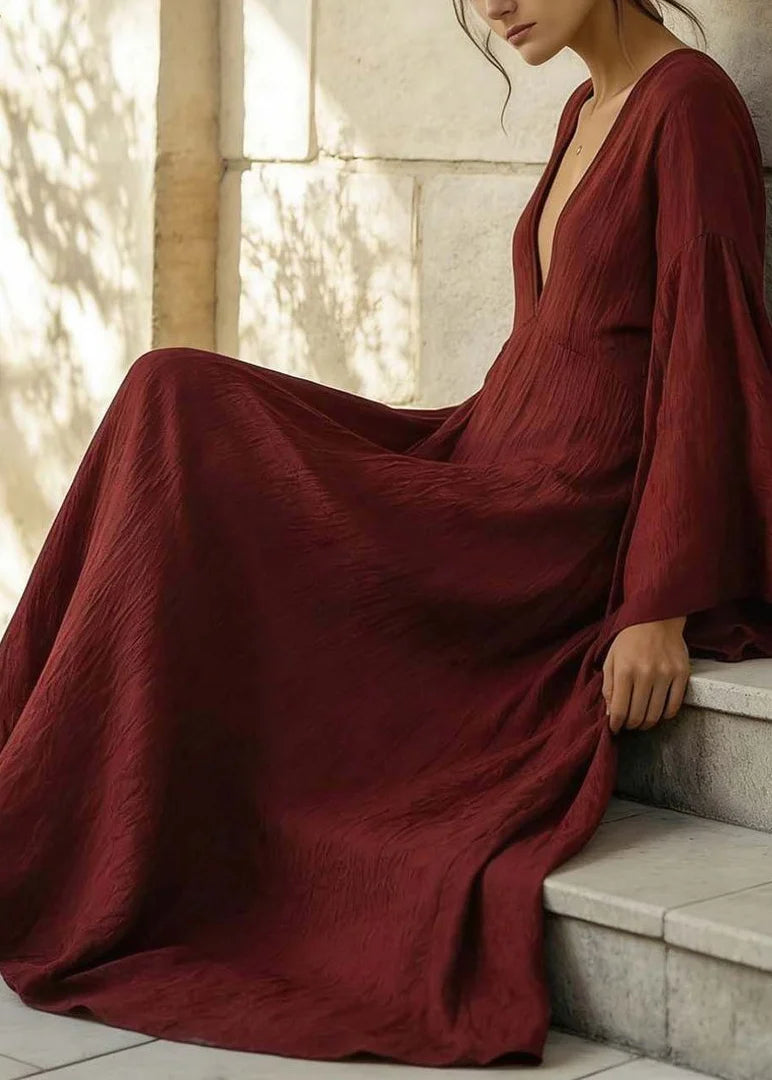 Women's Maxi Dress Patchwork Flare Sleeve 2