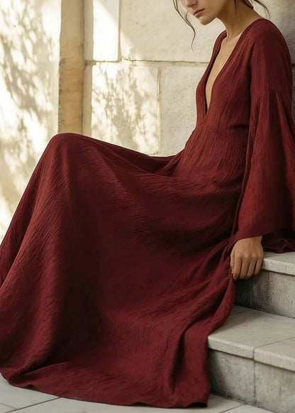 Women's Maxi Dress Patchwork Flare Sleeve 2