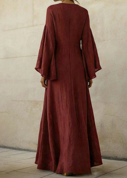 Women's Maxi Dress Patchwork Flare Sleeve 3