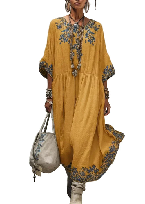 Women's Maxi Dress Patchwork O-Neck Summer Style 0