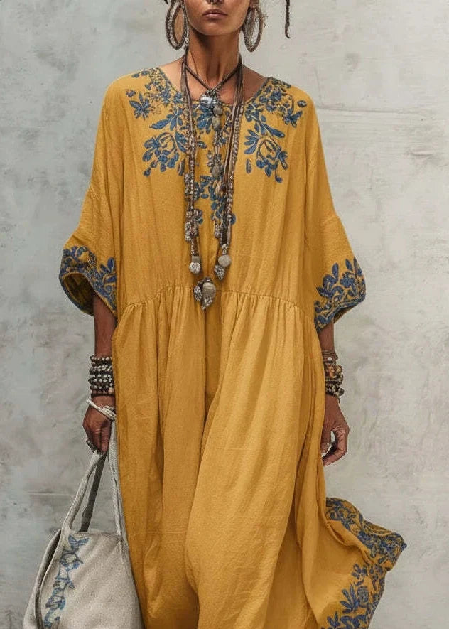 Women's Maxi Dress Patchwork O-Neck Summer Style 1