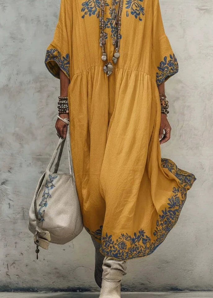 Women's Maxi Dress Patchwork O-Neck Summer Style 2