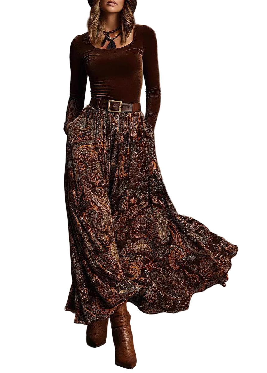 Women's Maxi Dress Patchwork Two-Piece Style 0