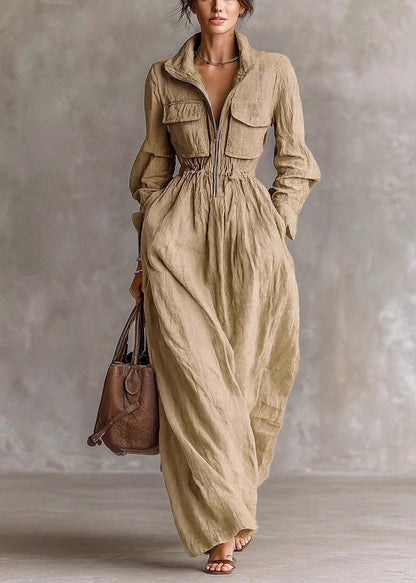 Women's Maxi Dress Peter Pan Collar Long Sleeve 1
