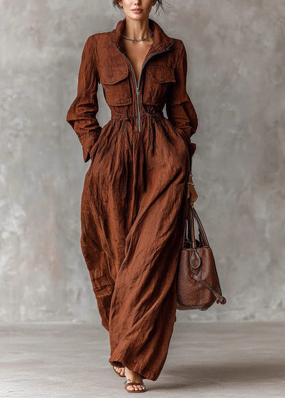 Women's Maxi Dress Peter Pan Collar Long Sleeve 2