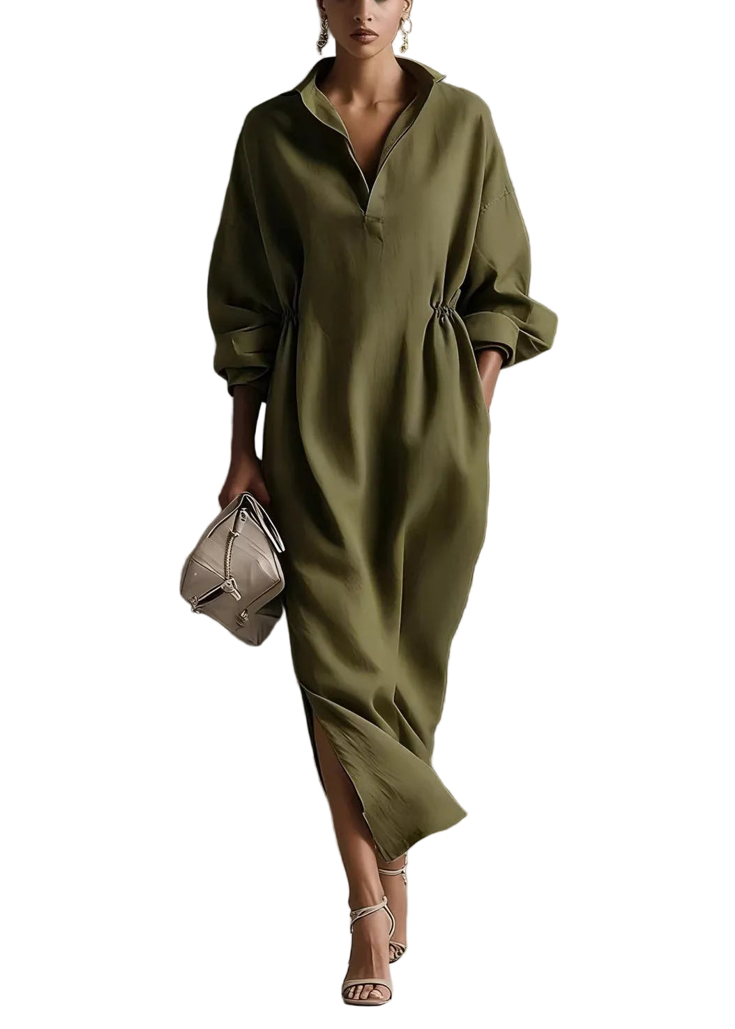 Women's Maxi Dress Peter Pan Collar Loose Fit 0