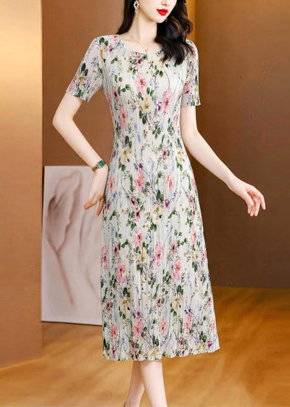 Women's Maxi Dress Printed O-Neck Short Sleeve 2