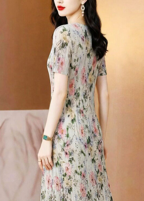 Women's Maxi Dress Printed O-Neck Short Sleeve 4