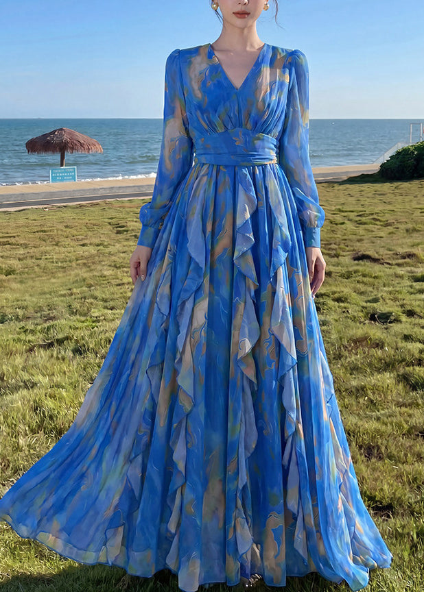 Women's Maxi Dress Ruffled Lantern Sleeve 1