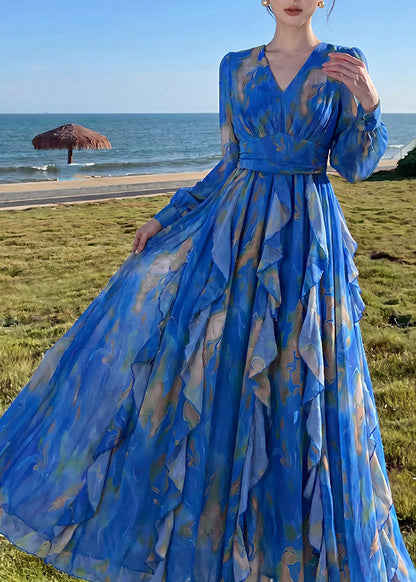 Women's Maxi Dress Ruffled Lantern Sleeve 3