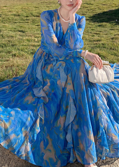 Women's Maxi Dress Ruffled Lantern Sleeve 4