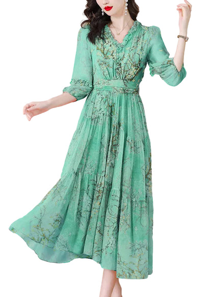 Women's Maxi Dress Ruffled Patchwork Print 0