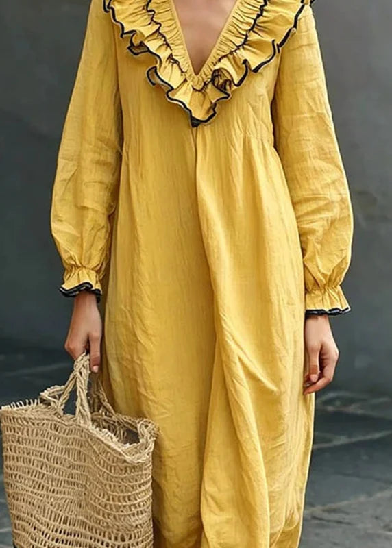 Women's Maxi Dress Ruffled Patchwork Style 1