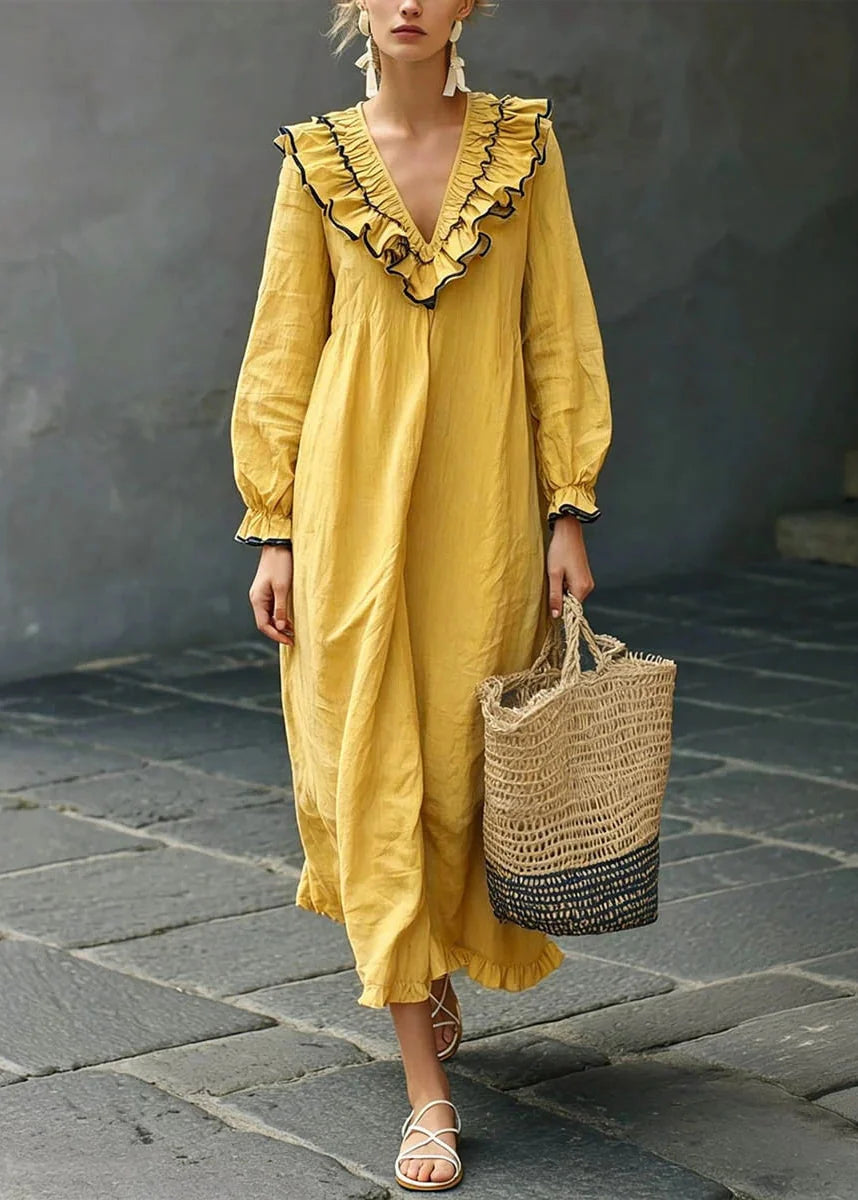 Women's Maxi Dress Ruffled Patchwork Style 2