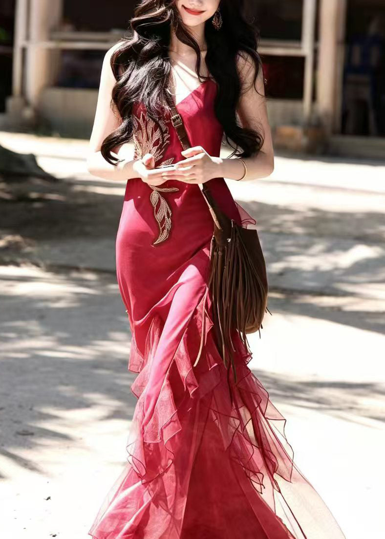 Women's Maxi Dress Ruffled Slim Fit Summer Style 1