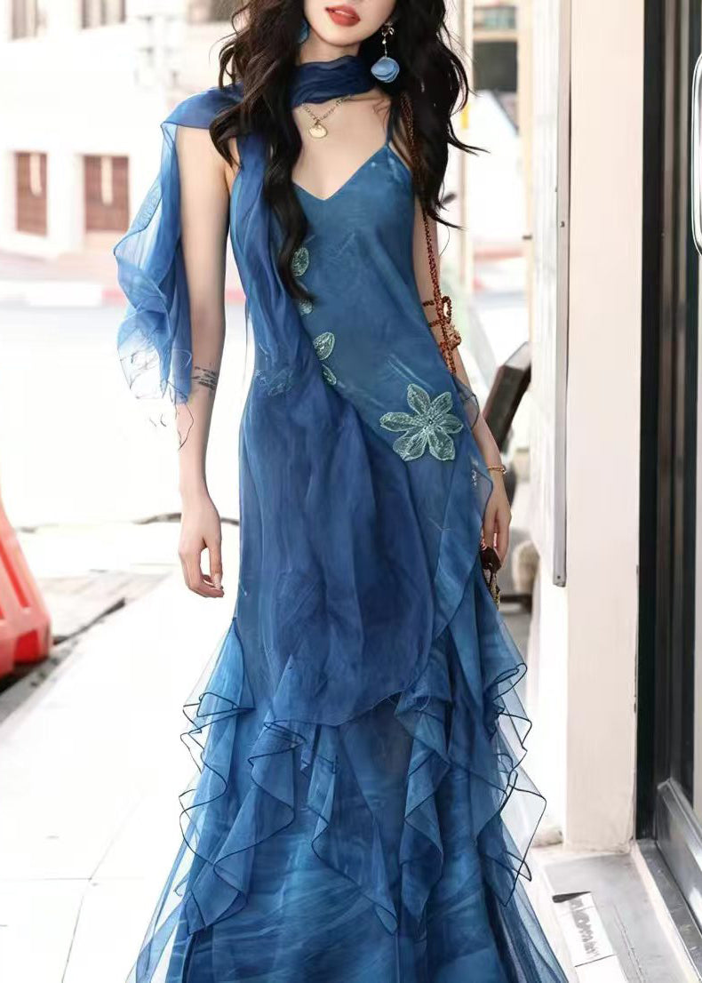 Women's Maxi Dress Ruffled Slim Fit Summer Style 4