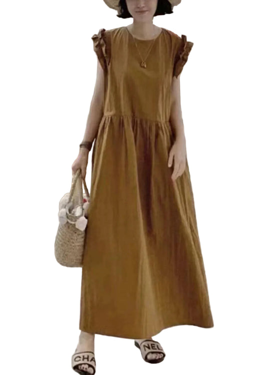 Women's Maxi Dress Scallop Trim Summer Style 0