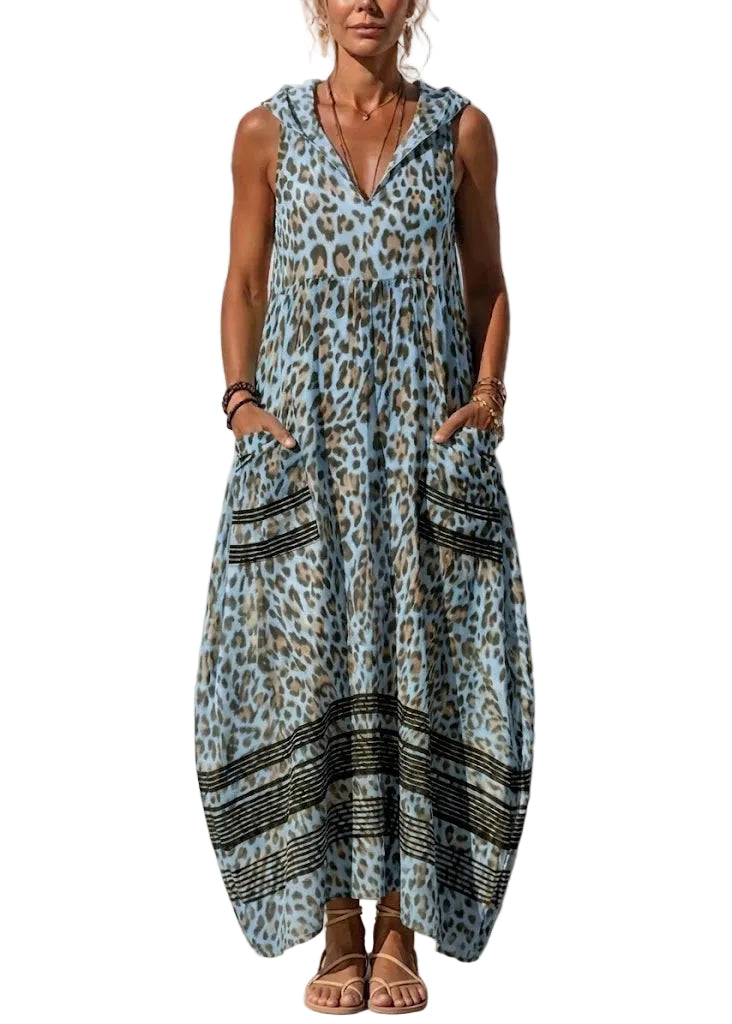Women's Maxi Dress Sleeveless Boho Style Hooded 0