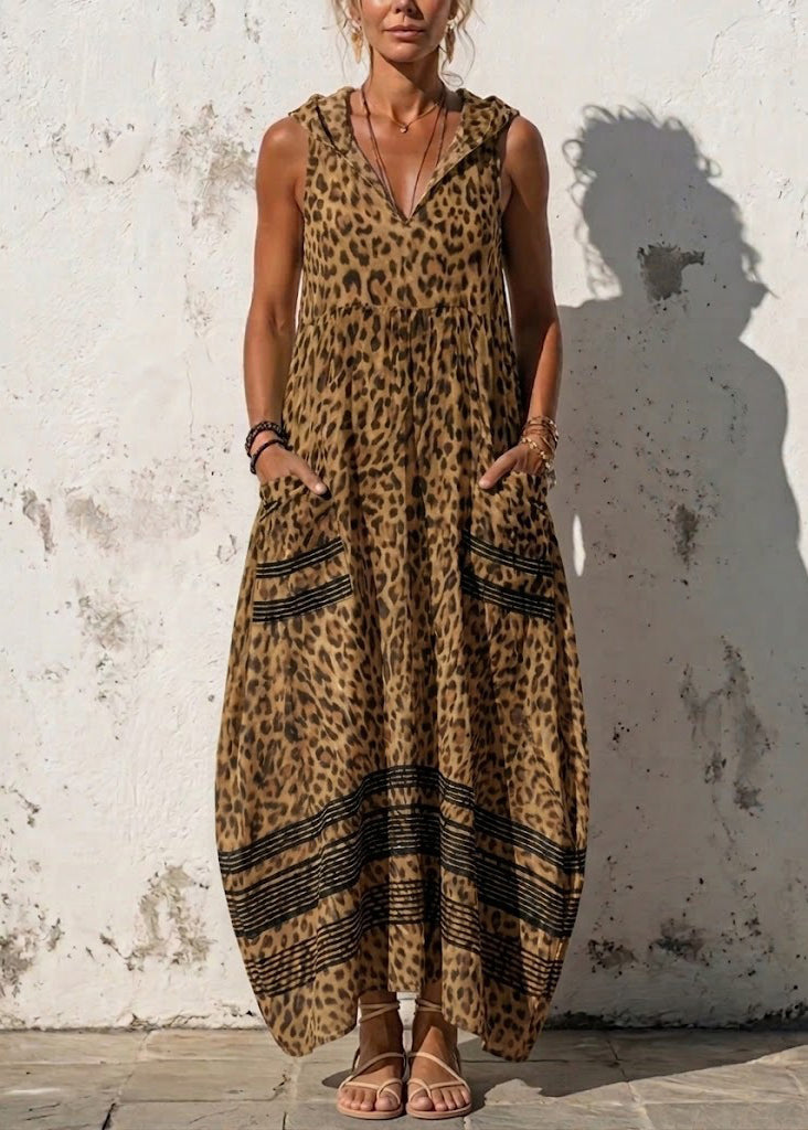 Women's Maxi Dress Sleeveless Boho Style Hooded 1