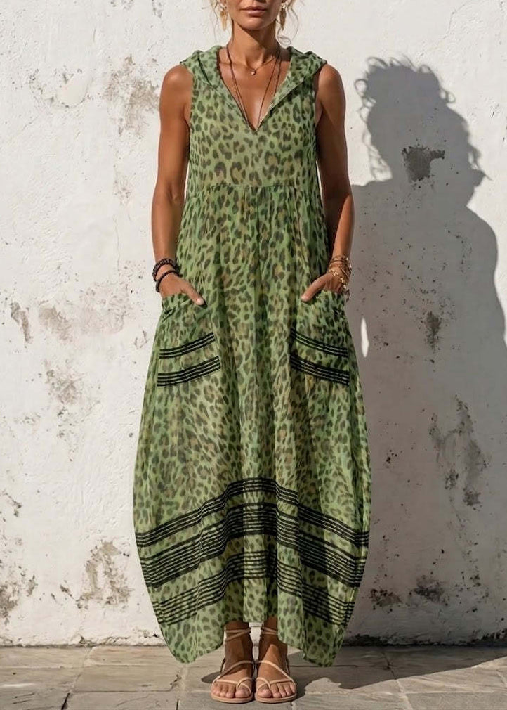 Women's Maxi Dress Sleeveless Boho Style Hooded 2