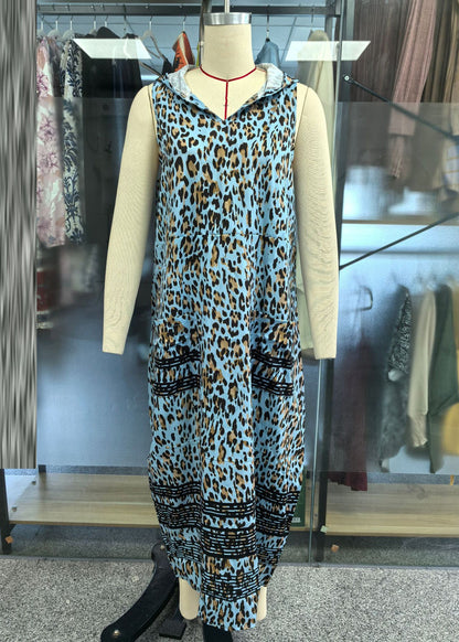 Women's Maxi Dress Sleeveless Boho Style Hooded 3