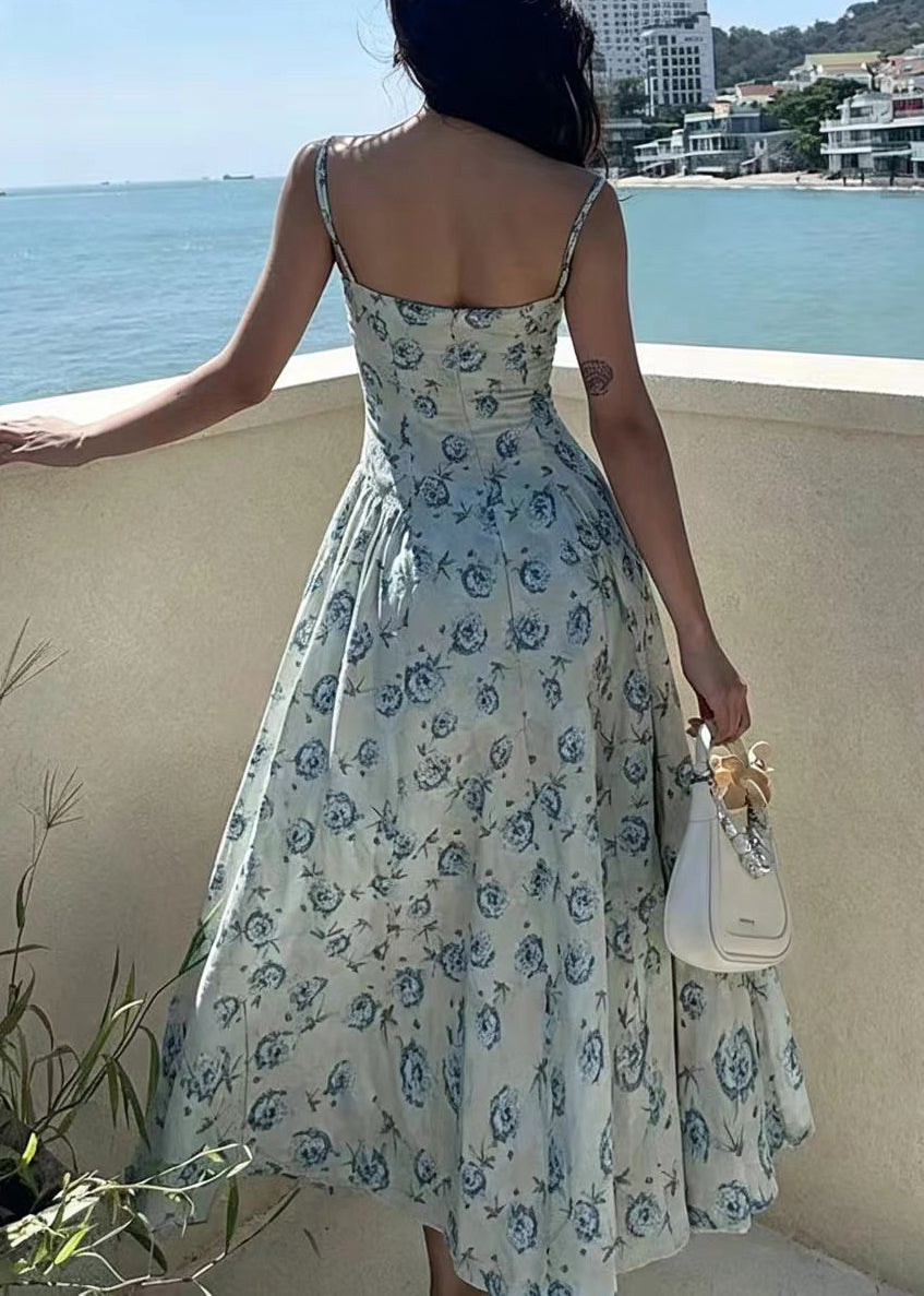 Women's Maxi Dress Sleeveless Printed Design with Extra Large Hem 2