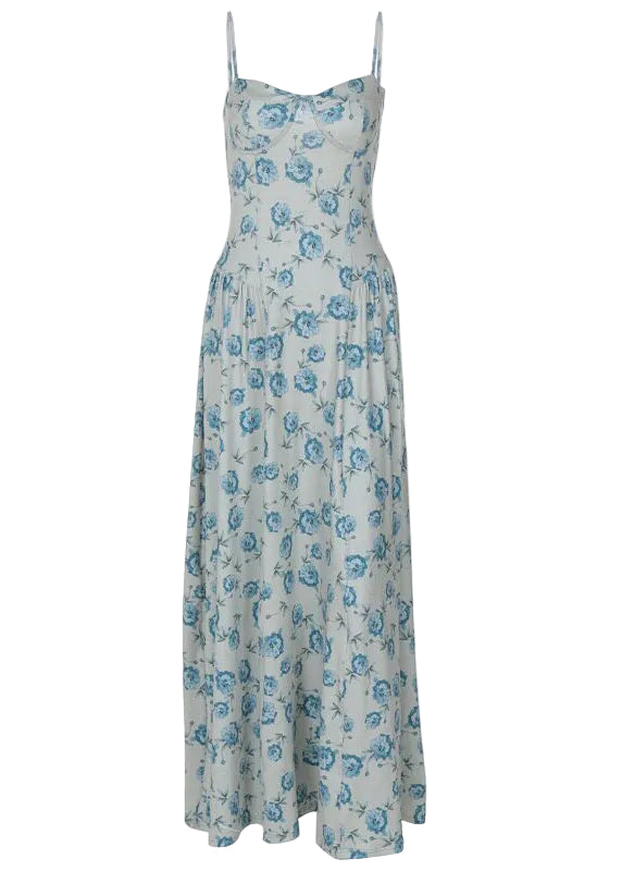 Women's Maxi Dress Sleeveless Printed Design with Extra Large Hem 4
