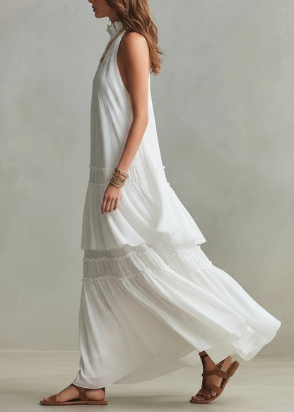 Women's Maxi Dress Sleeveless Ruffled Patchwork 1
