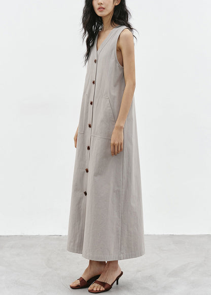 Women's Maxi Dress Sleeveless V Neck with Pockets 4