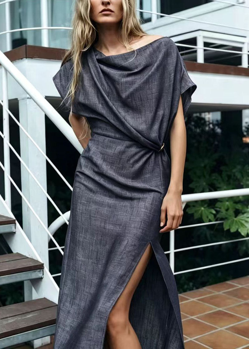 Women's Maxi Dress Textured Side Open Design 1