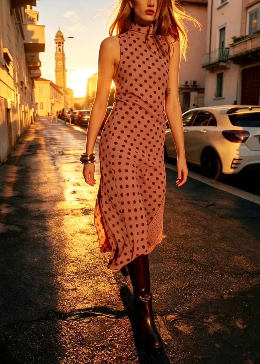 Women's Maxi Dress Turtleneck Patchwork 0
